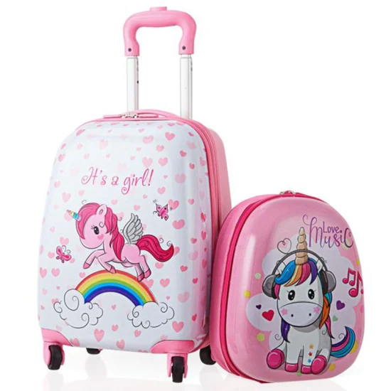 2022 Custom Cute Kids Kid's ABS Bagages Sacs Cas avec roues pour les filles de l'école Lazy Trolley Travel Bagage Bag